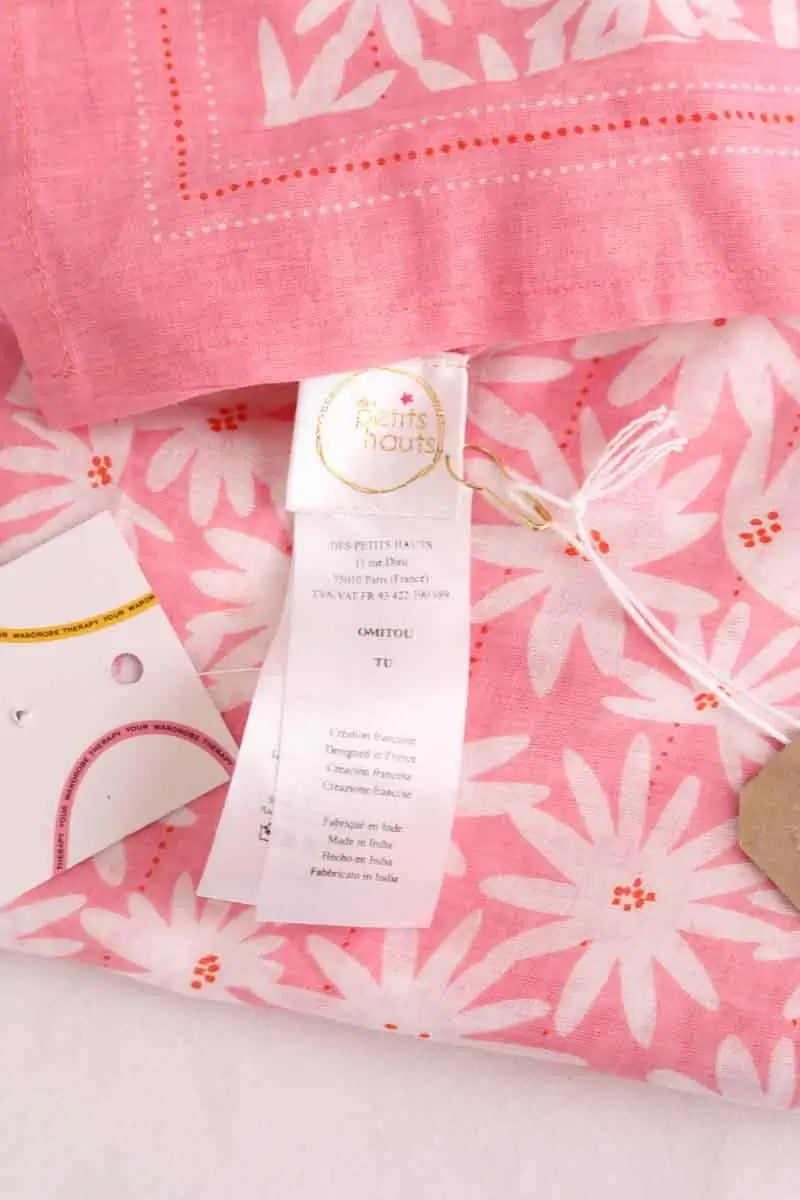 Carré Des Petits Hauts Omitou Rose en Coton