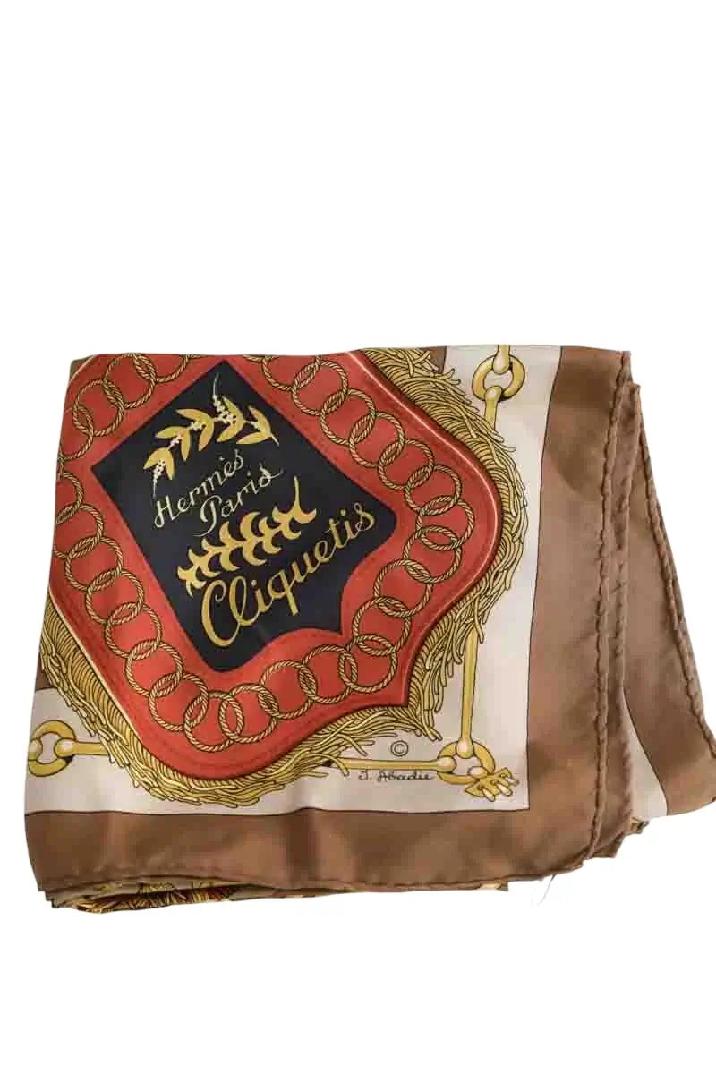 Carré Hermès Marron en Soie - Seconde Main