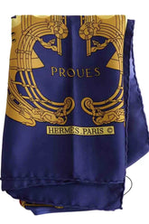 Carré Hermès PROUES Marine en Soie - Seconde Main