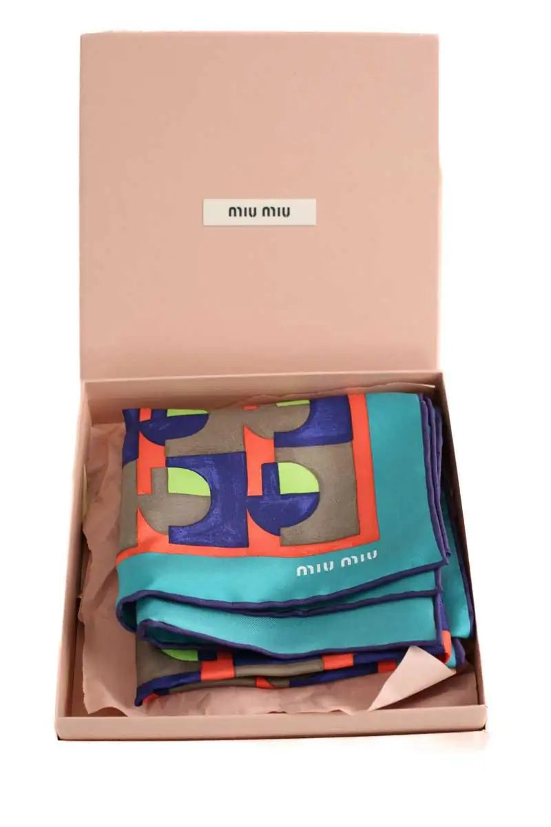 Carré Miu Miu Twill géométrique Multicolore en Soie