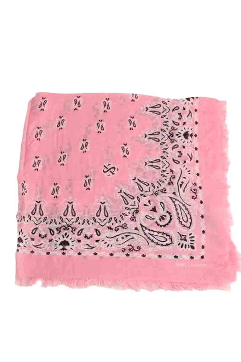 Carré Saint Laurent Bandana paisley Rose en Synthétique - Seconde Main