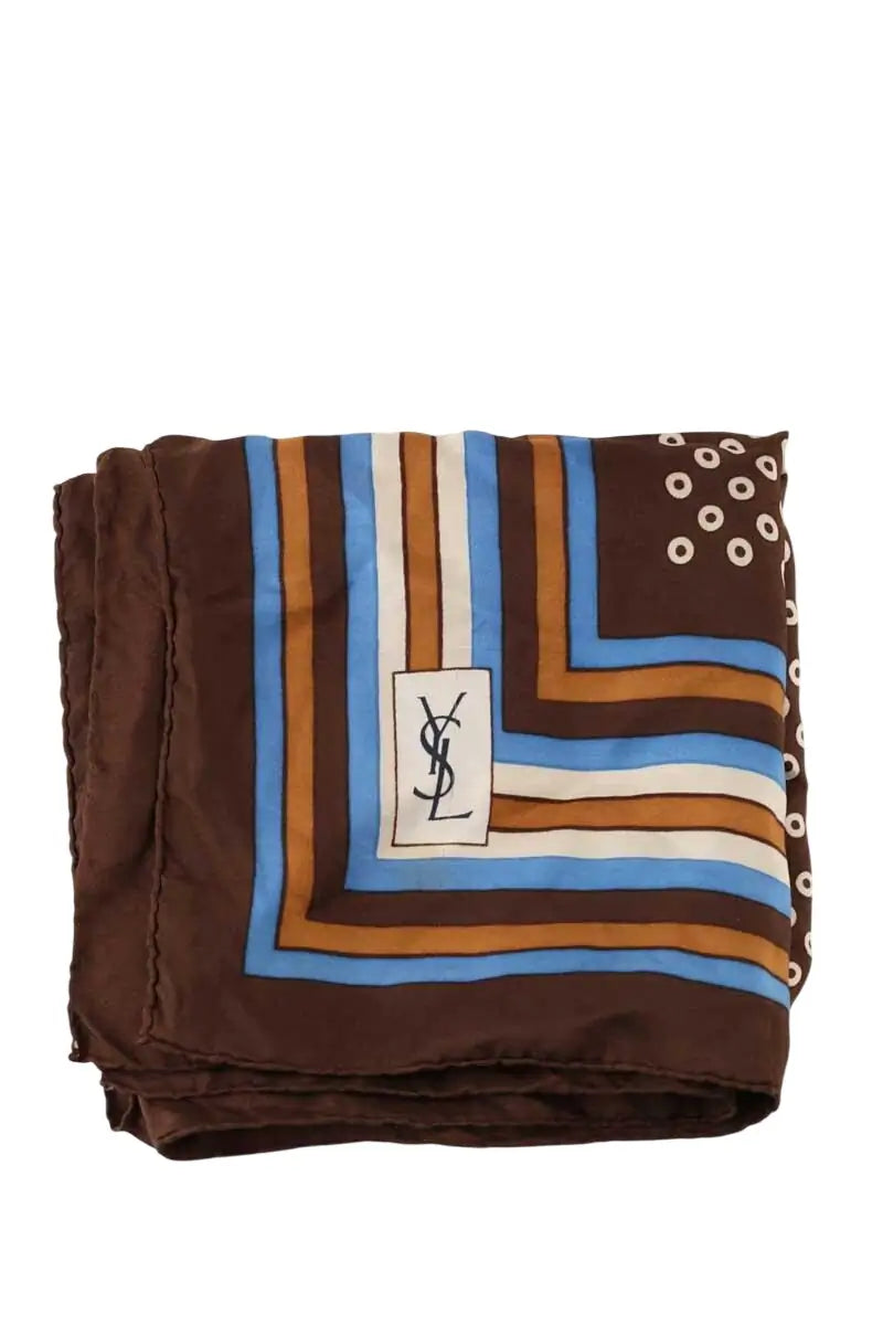 Carré Yves Saint Laurent Marron en Soie - Seconde Main