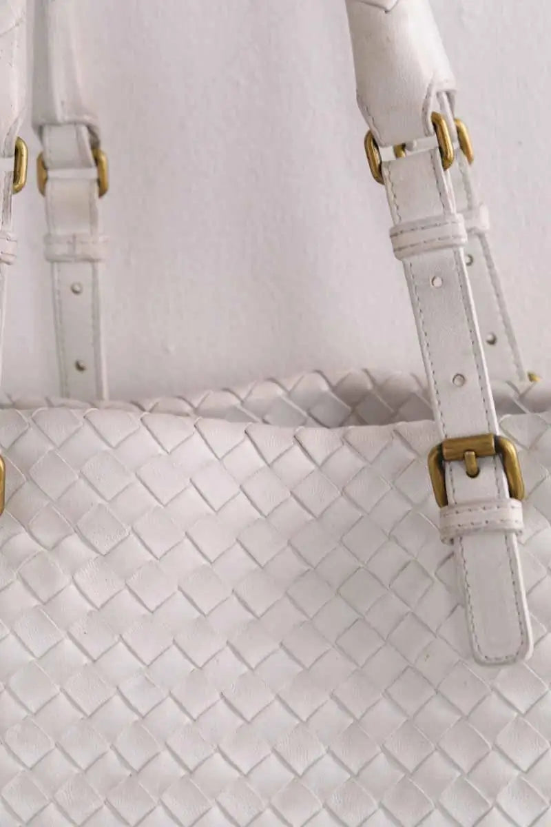 Cabas Bottega Veneta Blanc en Cuir