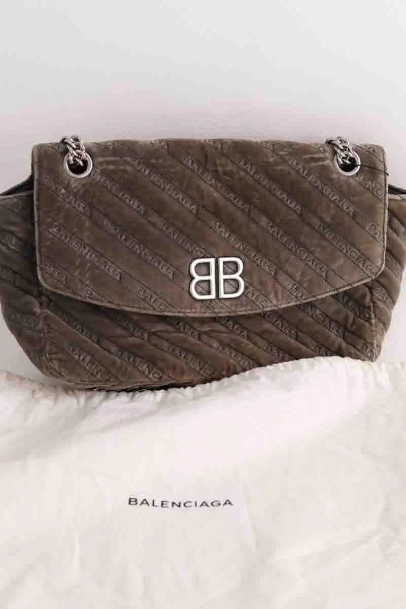 Sac porté épaule Balenciaga Kaki en Daim