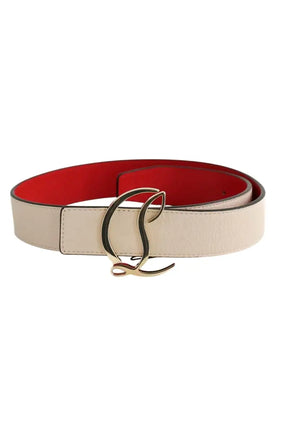 Ceinture en cuir Christian Louboutin CL Logo Beige en Cuir, taille S - Seconde Main
