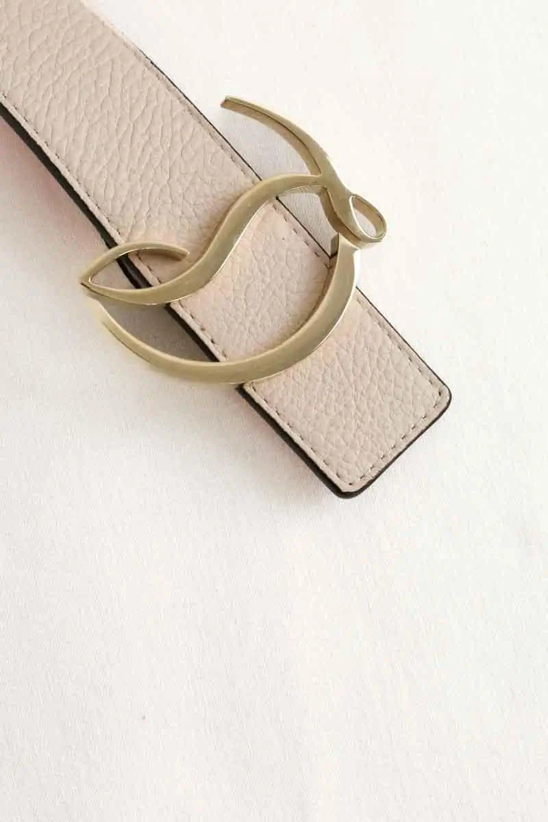 Ceinture en cuir Christian Louboutin CL Logo Beige en Cuir
