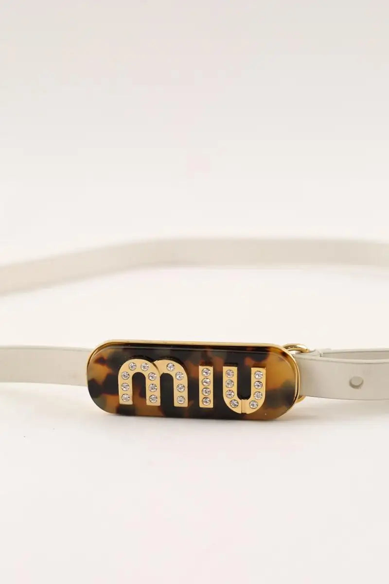 Ceinture en cuir Miu Miu Blanc en Cuir