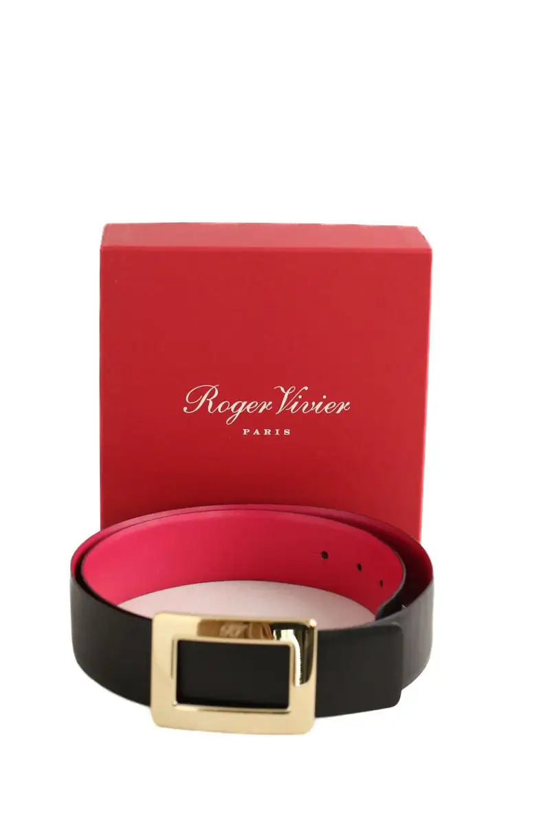 Ceinture en cuir Roger Vivier doubleface rose et noir Noir en Cuir