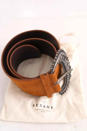 Ceinture en tissu Sézane Camel en Daim