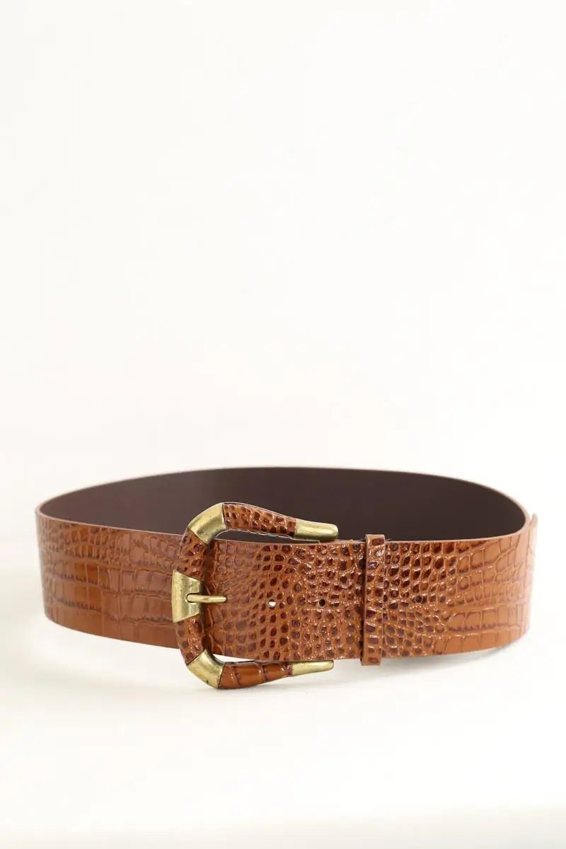 Ceinture Sézane Sophie Marron en Cuir