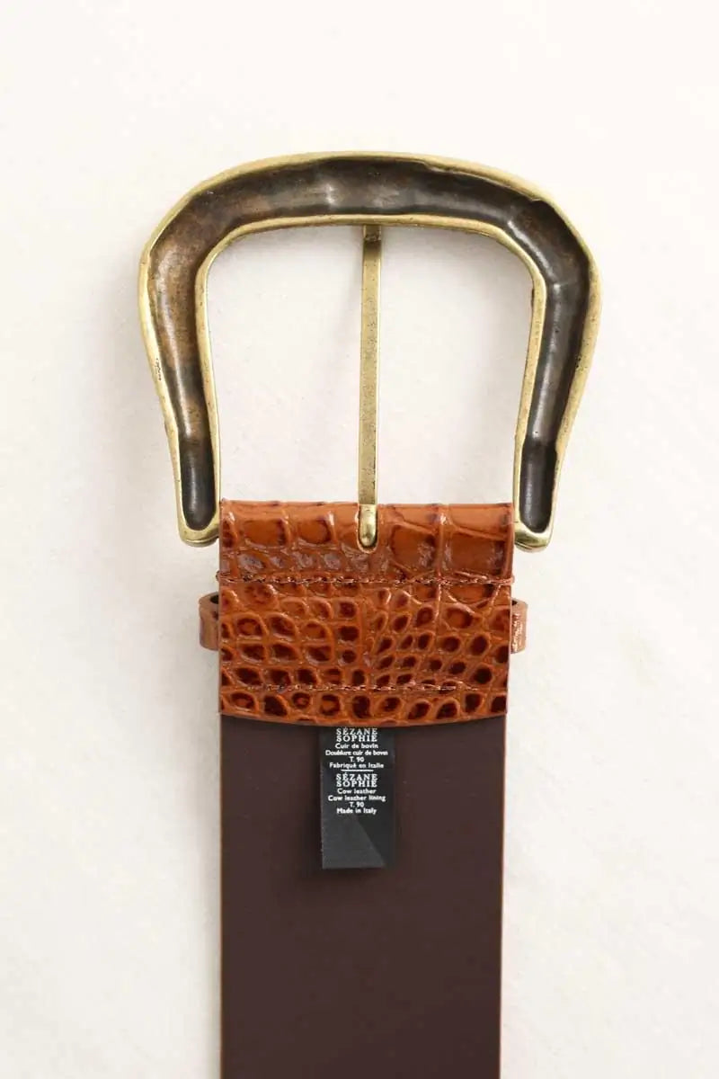 Ceinture Sézane Sophie Marron en Cuir