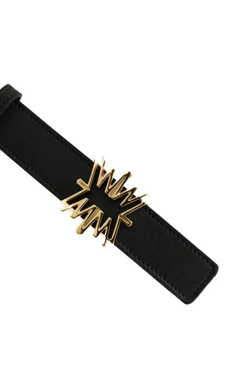 Ceinture Zuhair Murad Spiky gold monogram Noir en Cuir
