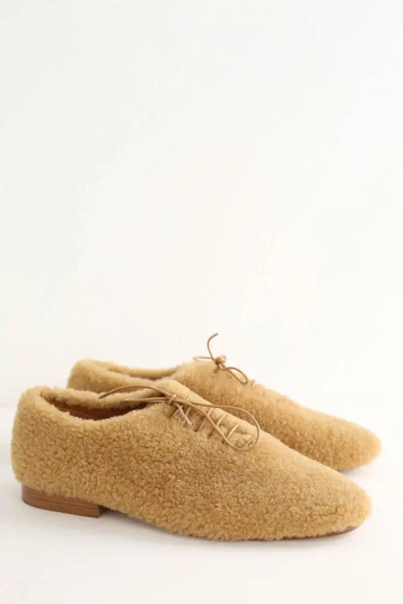 Chaussures à lacets Chloé Jessie Camel en Fourrure