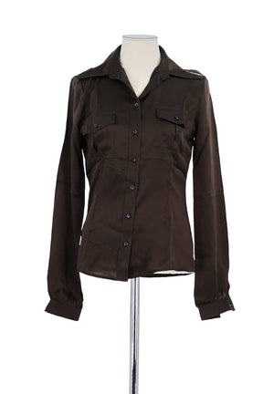 Chemise Barbara Bui Marron en Soie, taille XS - Seconde Main