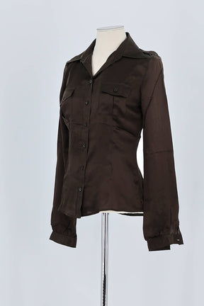 Chemise Barbara Bui Marron en Soie