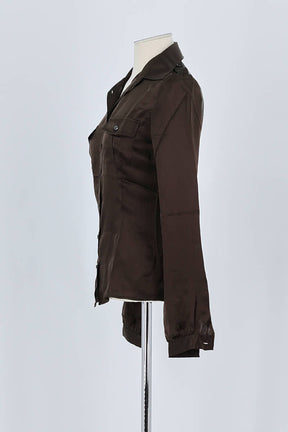 Chemise Barbara Bui Marron en Soie