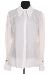 Chemise Elisabetta Franchi Blanc en Soie, taille L - Seconde Main