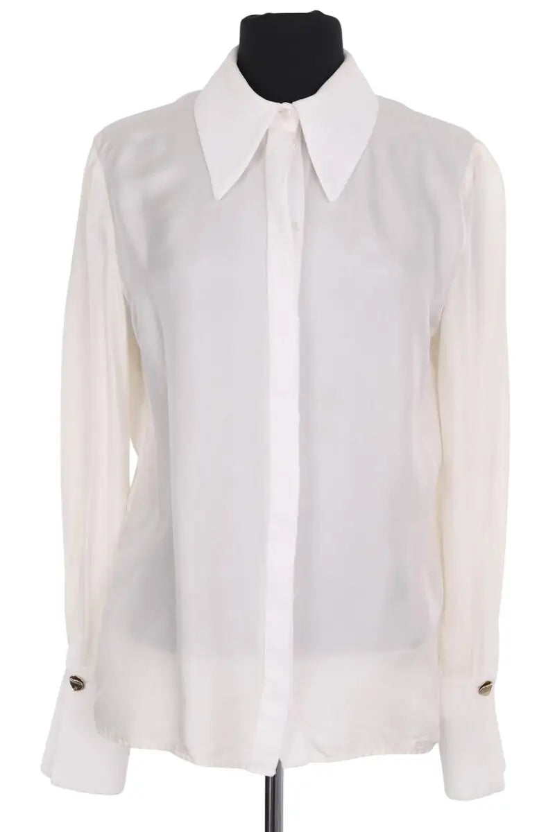 Chemise Elisabetta Franchi Blanc en Soie, taille L - Seconde Main