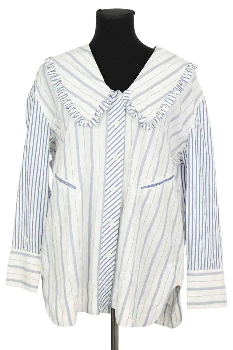 Chemise Ganni Blanc en Coton, taille XS - Seconde Main