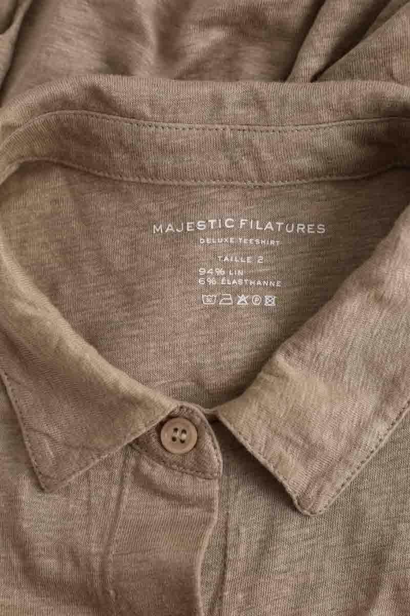 Chemise Majestic Filatures Marron en Lin