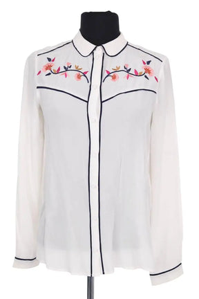Chemise Sézane Blanc en Soie, taille XS - Seconde Main