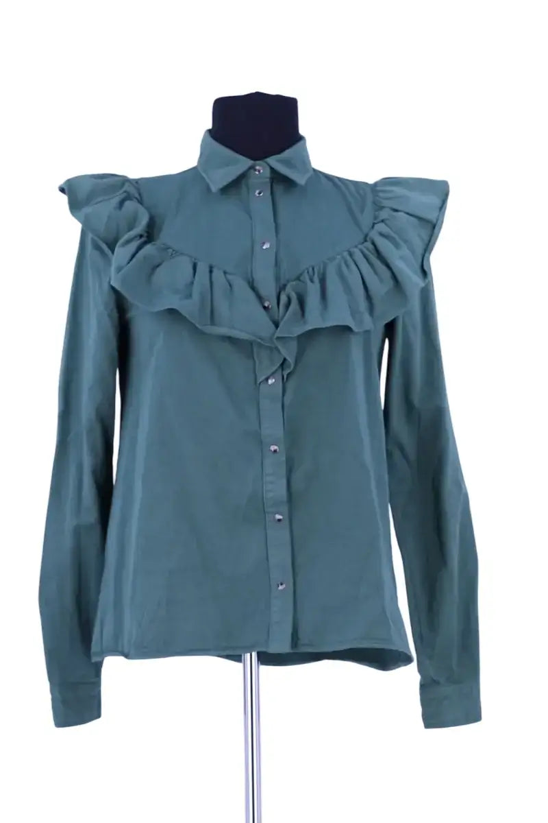 Chemise Sézane Vert en Coton, taille XS - Seconde Main