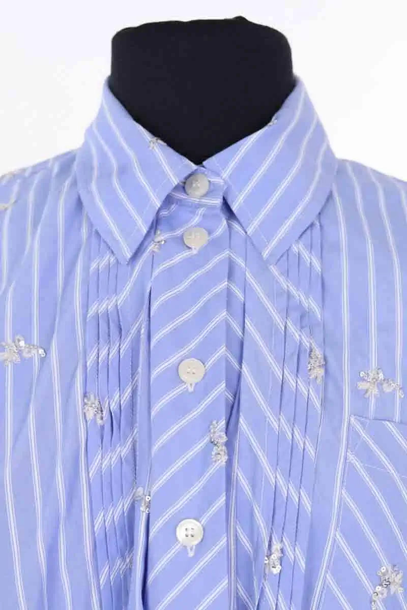 Chemise Tresse Bleu en Coton