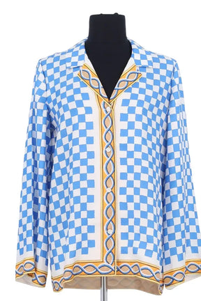 Chemise Tresse Bleu en Soie, taille S - Seconde Main