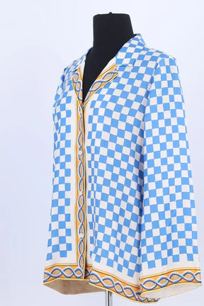 Chemise Tresse Bleu en Soie
