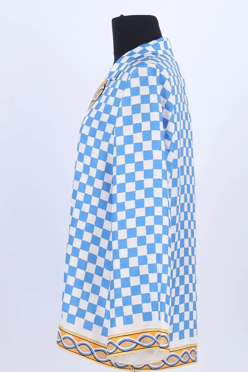 Chemise Tresse Bleu en Soie