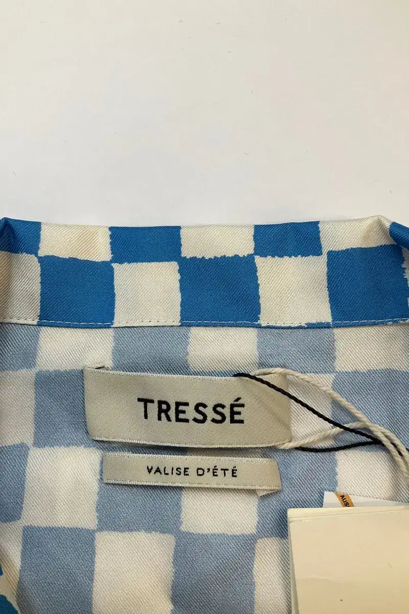 Chemise Tresse Bleu en Soie