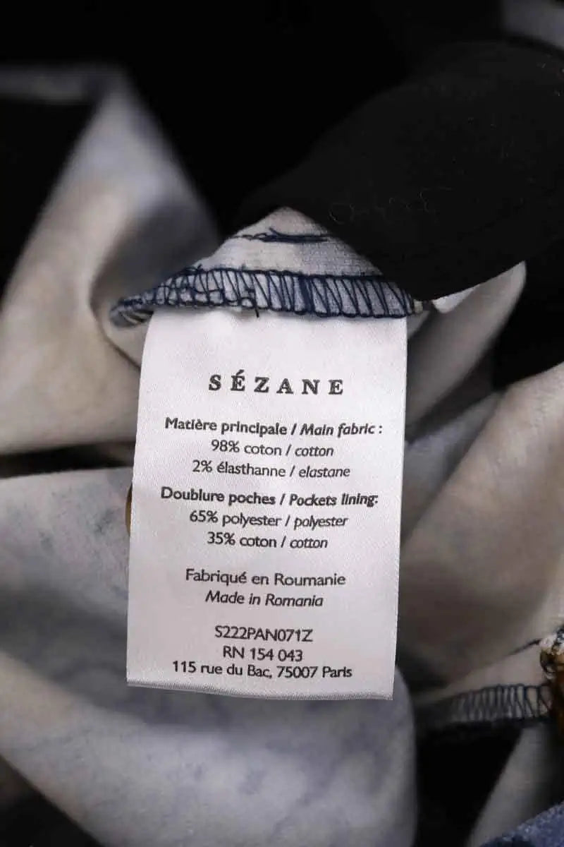 Chino Sézane Bleu en Coton