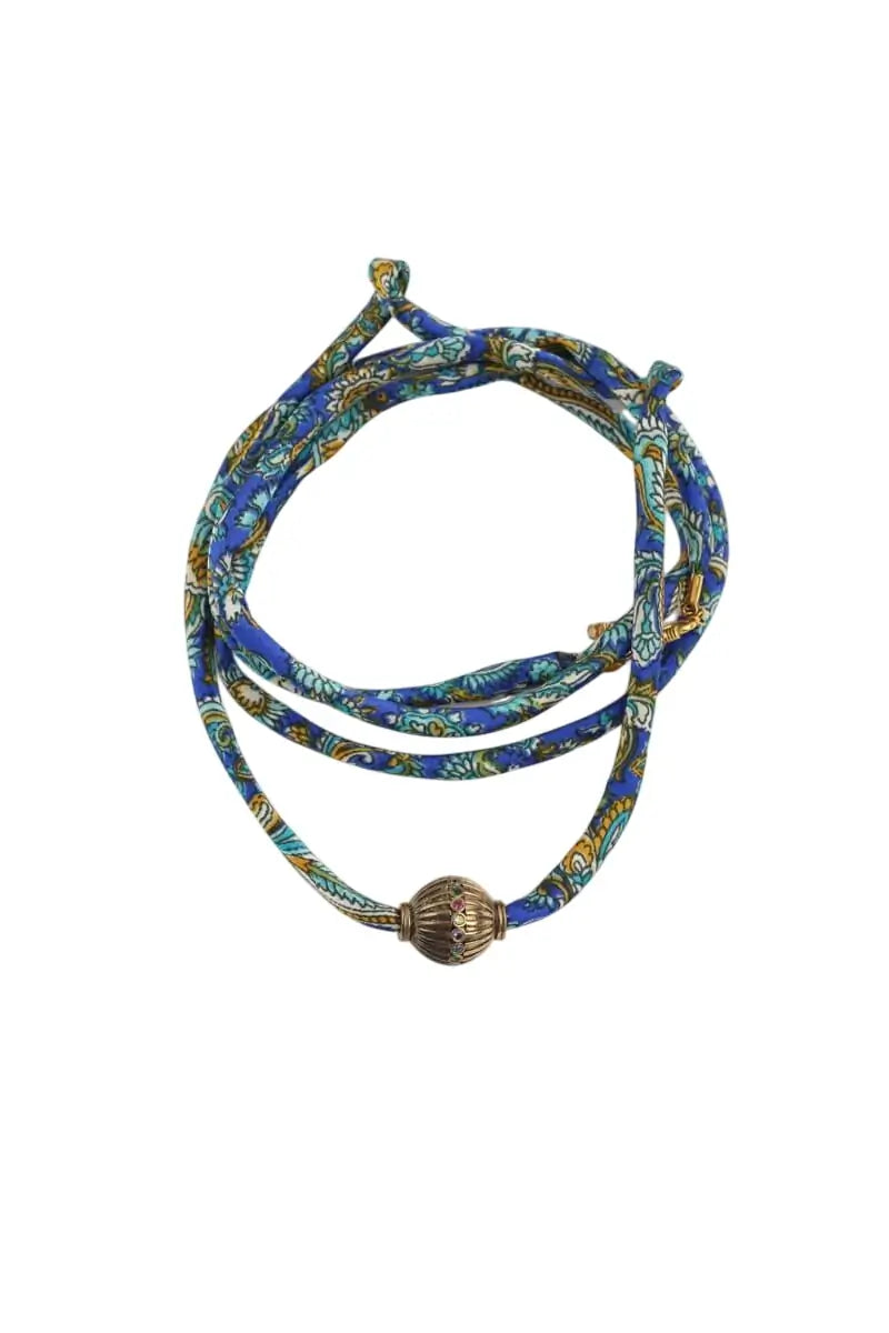 Collier CAROLINE DE BENOIST Bleu en Tissu - Seconde Main