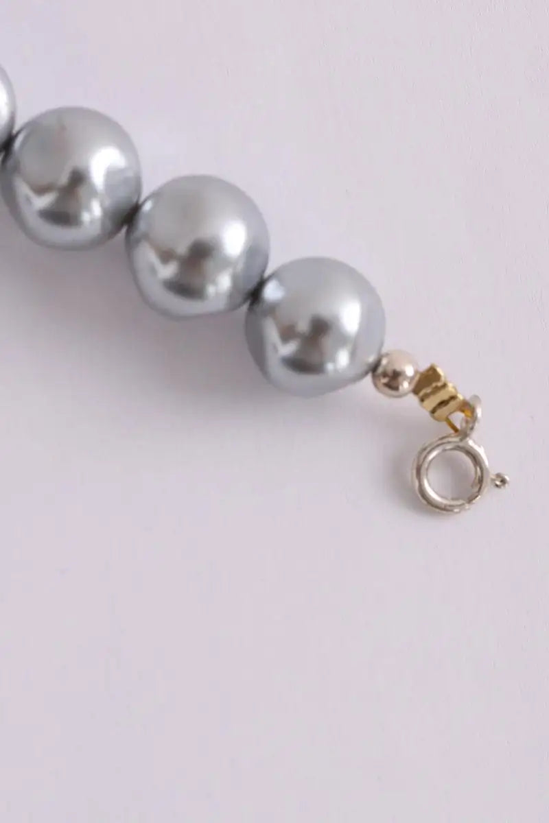 Collier perles de verre irrégulières  Luj Olga  Argent en Argent