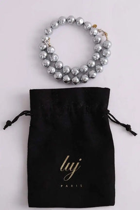 Collier perles de verre irrégulières  Luj Olga  Argent en Argent