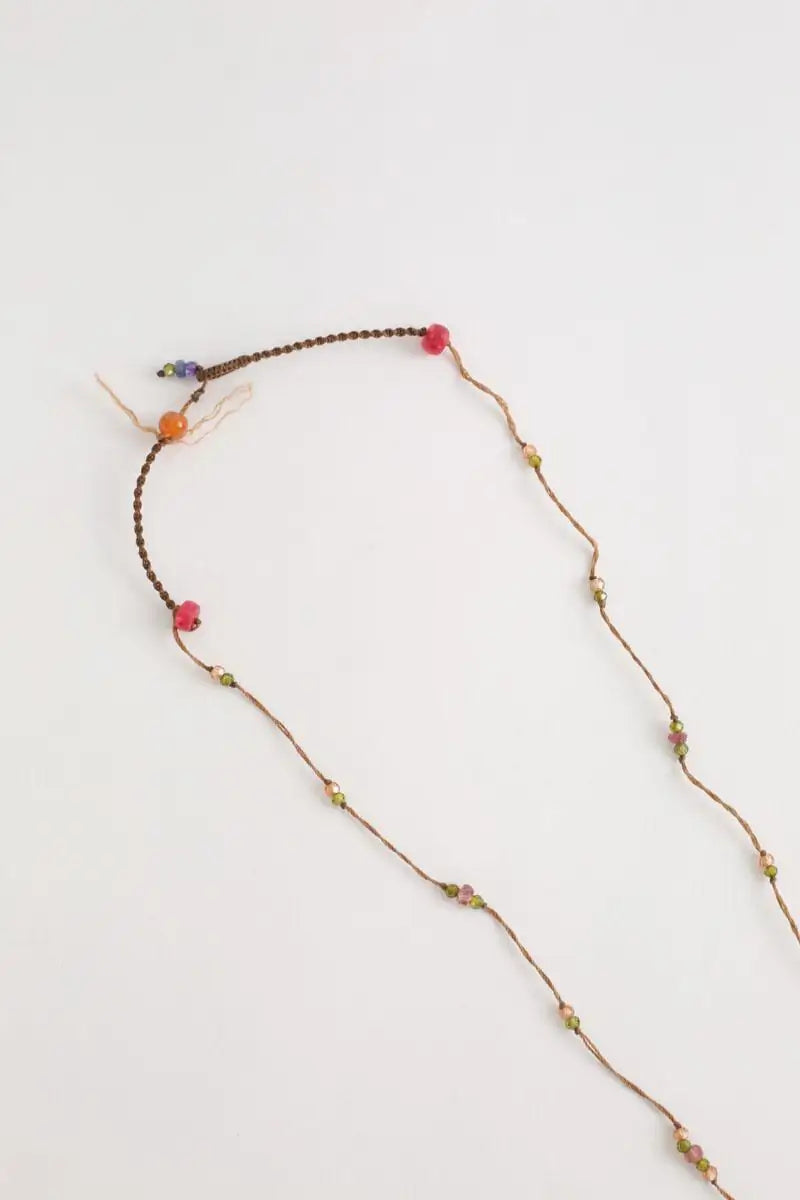 Collier Sharing Tibétain Sharing Corrundum Dark Multicolore en Tissu