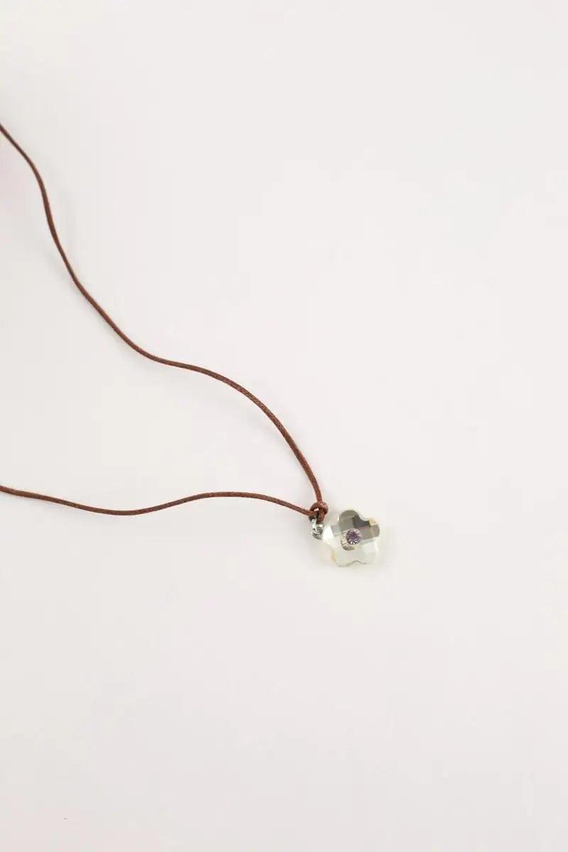 Collier Swarovski Marron en Tissu