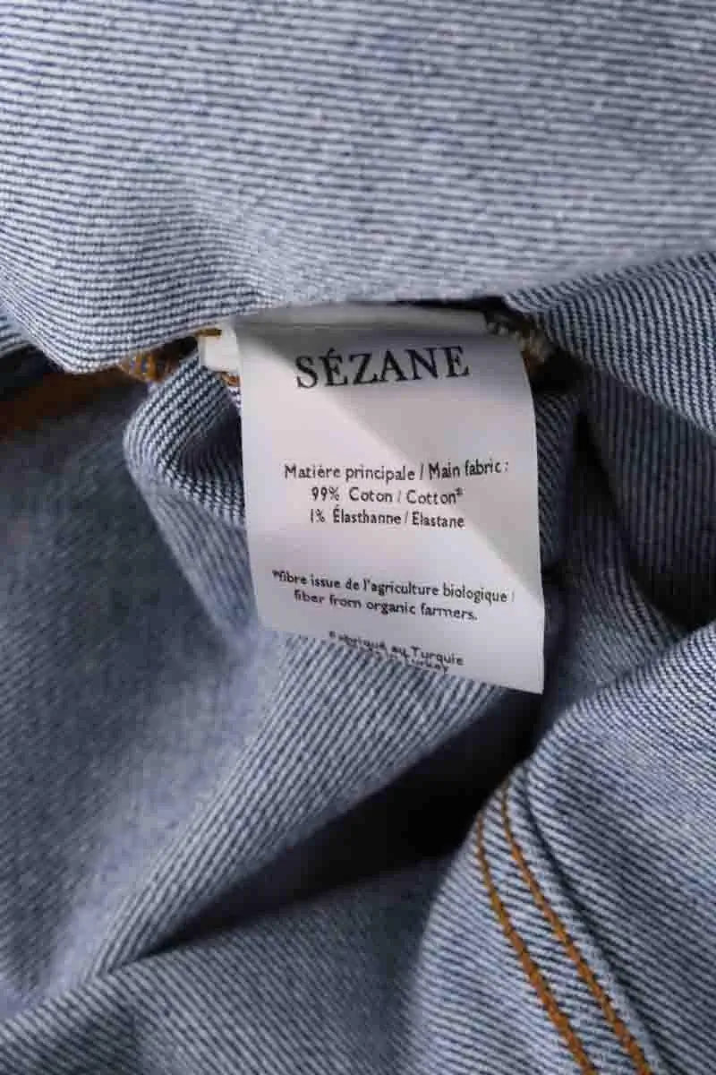 Combishort Sézane Bleu en Coton