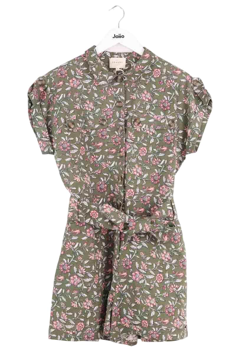 Combishort Sézane Soho fleurs indiennes Kaki en Lin, taille M - Seconde Main