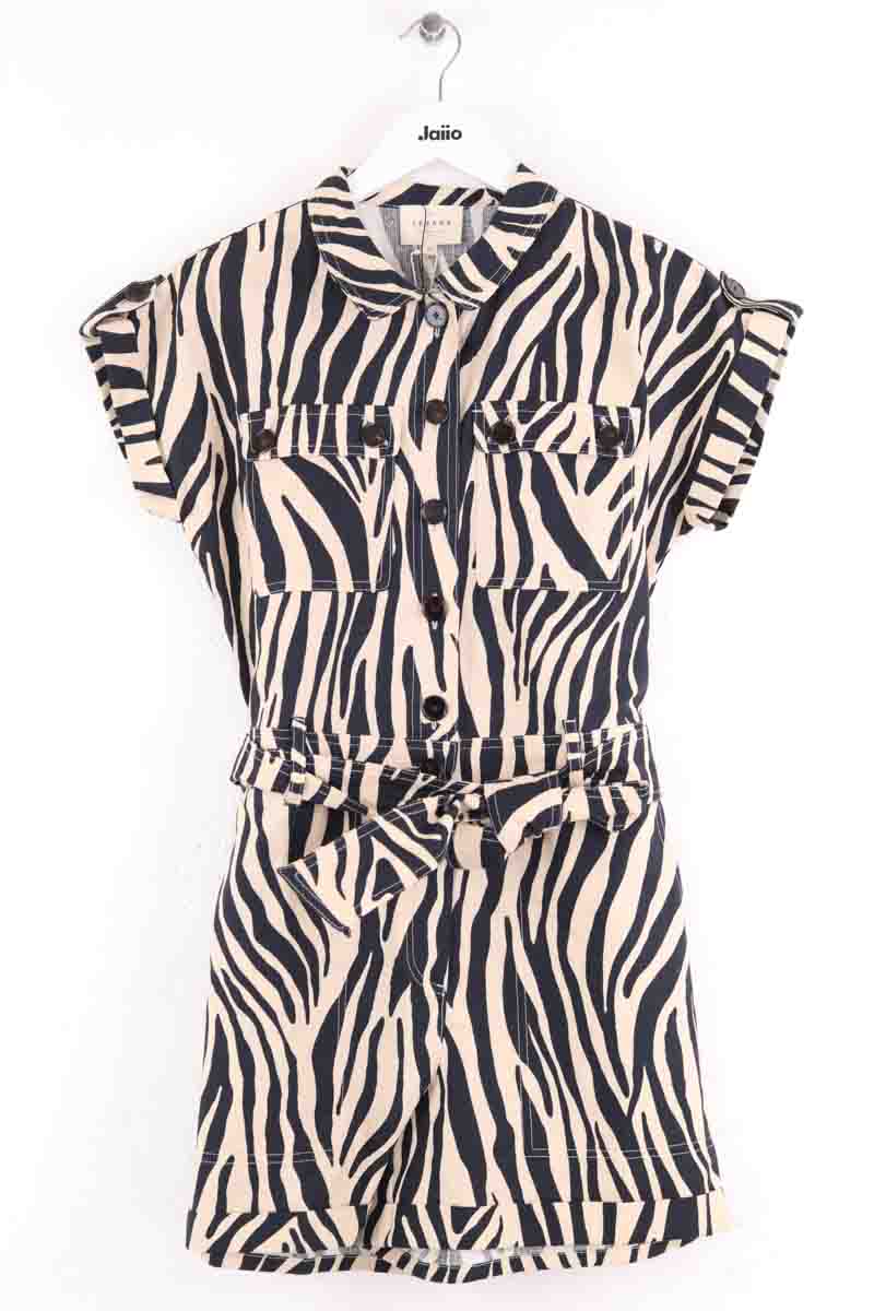 Combishort Sézane Soho zebre Ecru en Lin, taille XS - Seconde Main
