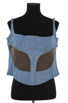 Corset Mugler Bleu en Coton, taille XL - Seconde Main