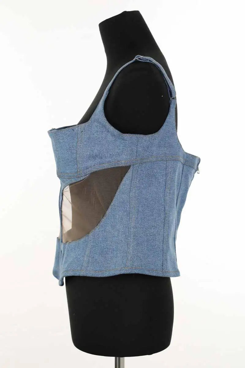Corset Mugler Bleu en Coton