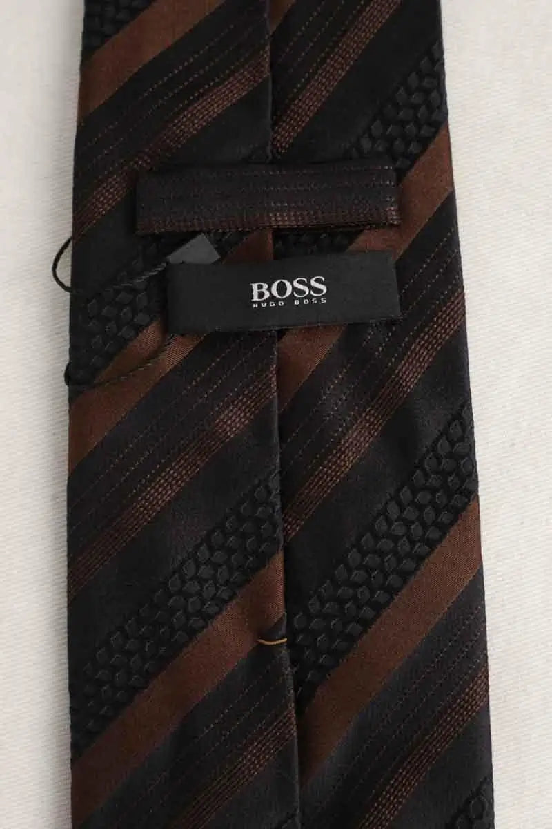 Cravate Boss Marron en Soie