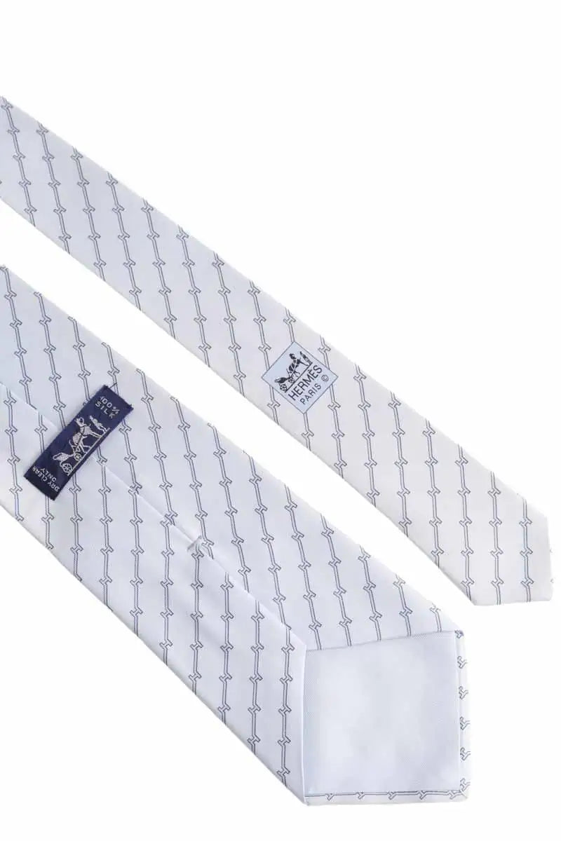 Cravate Hermès Blanc en Soie