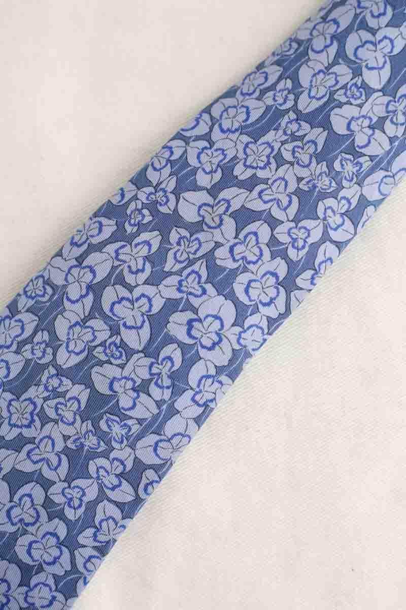 Cravate Hermès Bleu en Soie