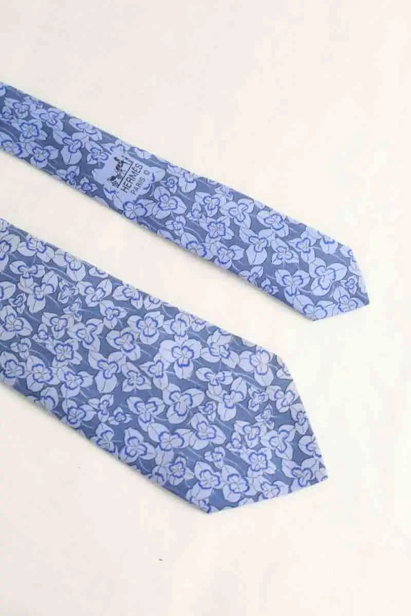 Cravate Hermès Bleu en Soie