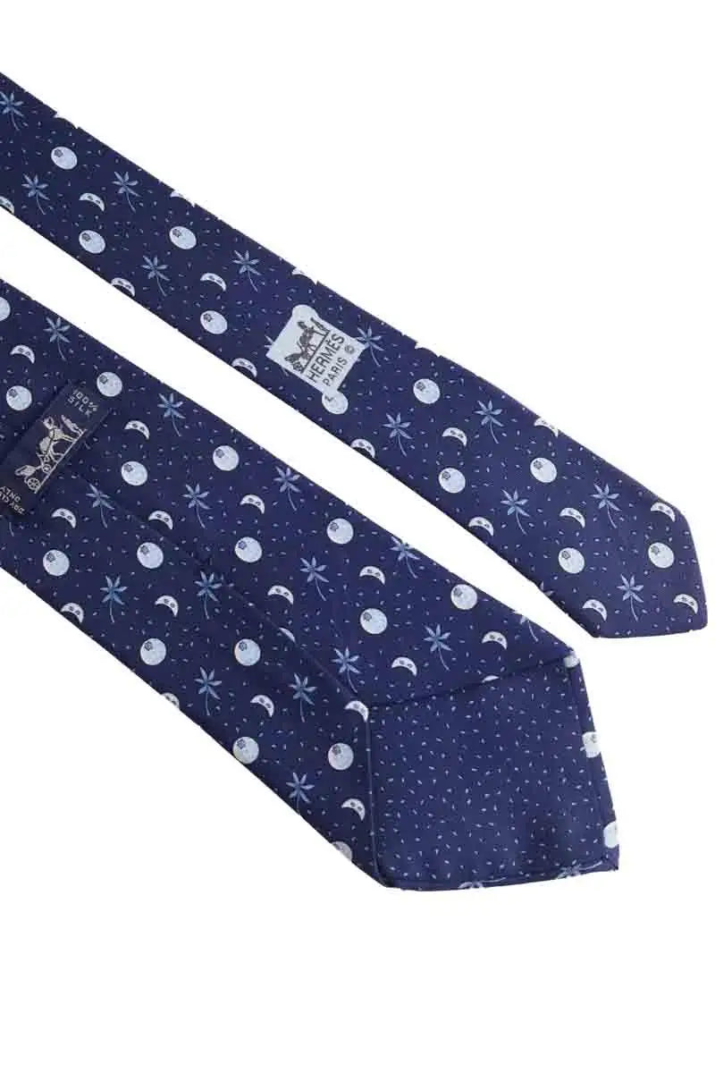 Cravate Hermès Bleu en Soie