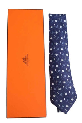 Cravate Hermès Bleu en Soie