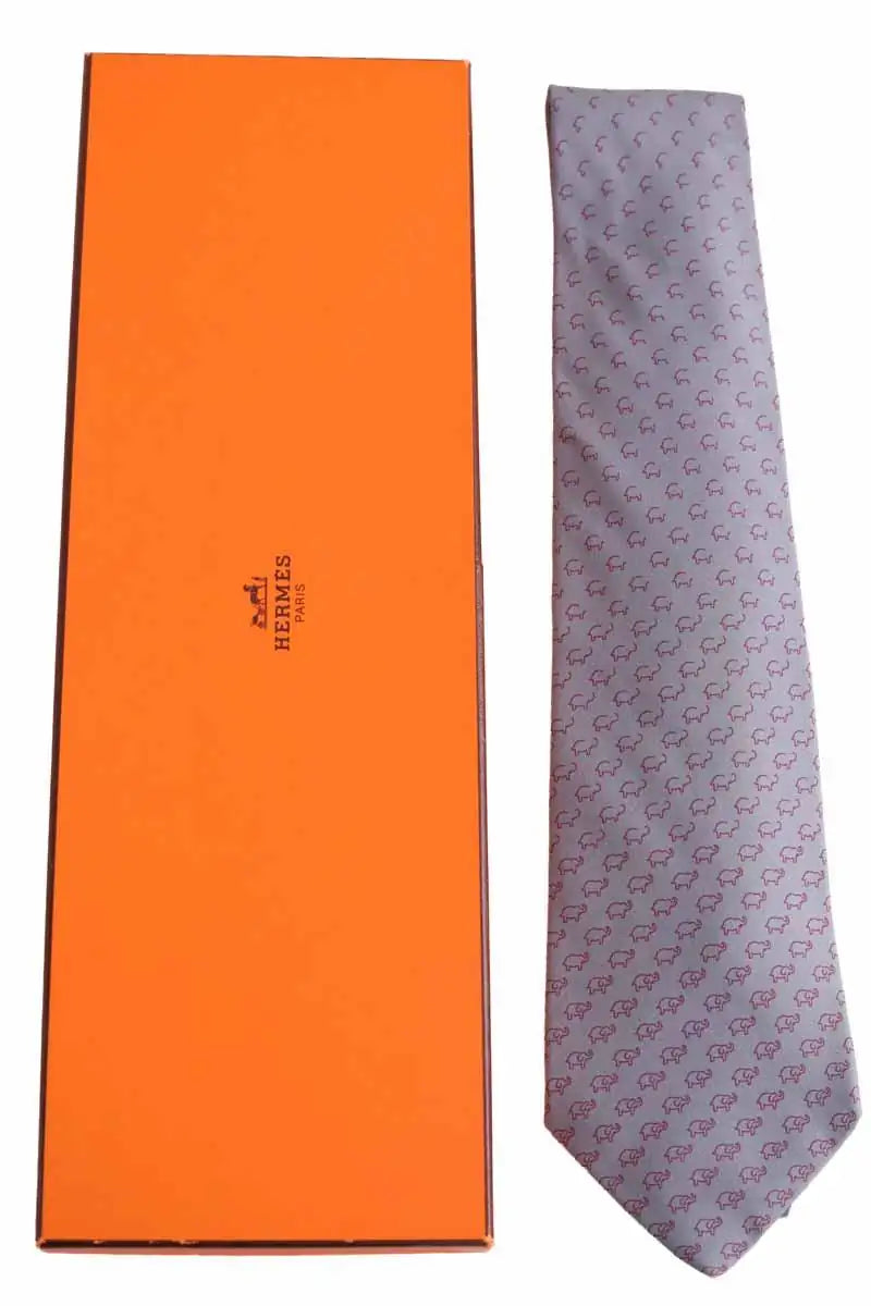 Cravate Hermès Gris en Soie