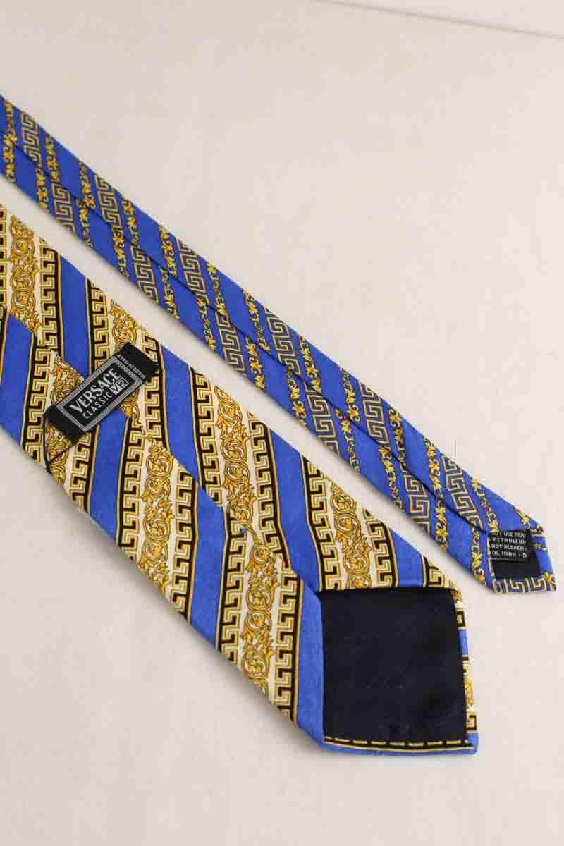 Cravate Versace Bleu en Soie